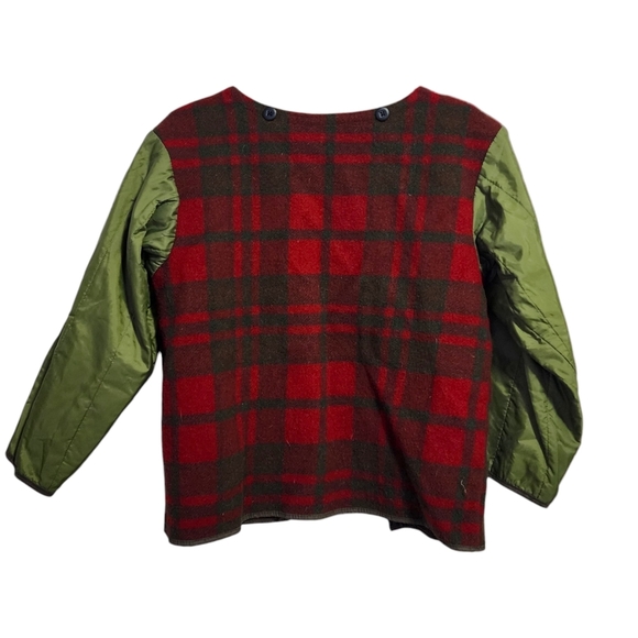 VINTAGE 60's Red Green plaid wool buffalo barn coat liner jacket - Picture 3 of 7